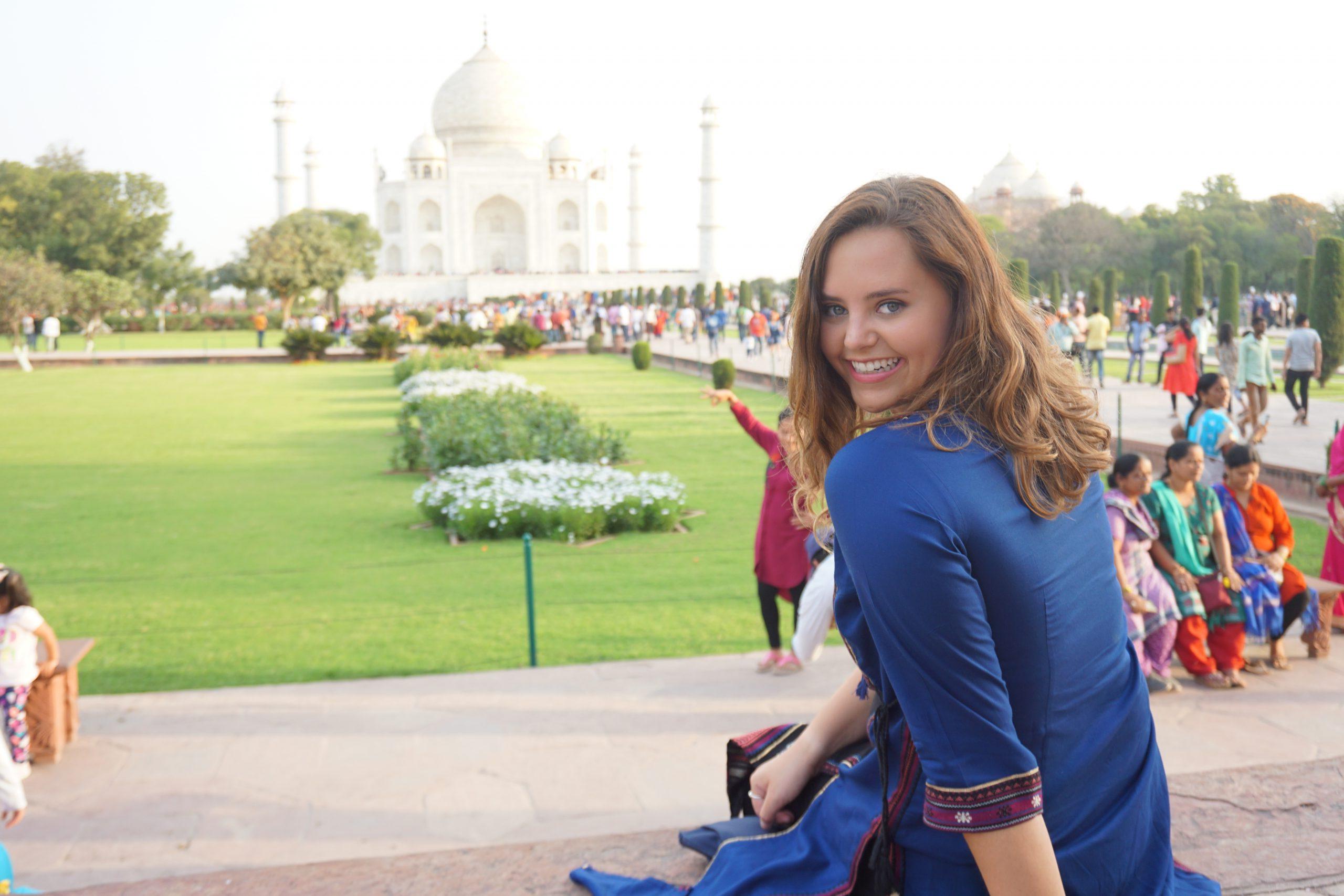 Emily Croak visiting the Taj Mahal